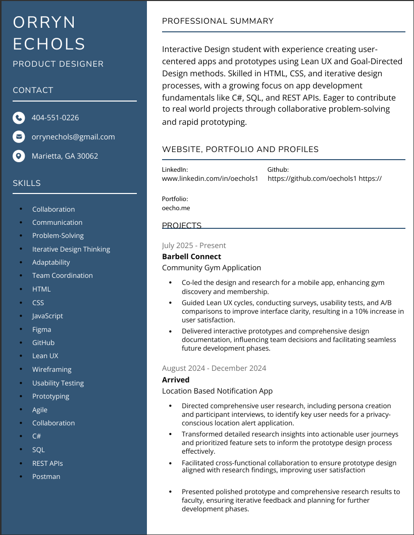 Resume Page 1
