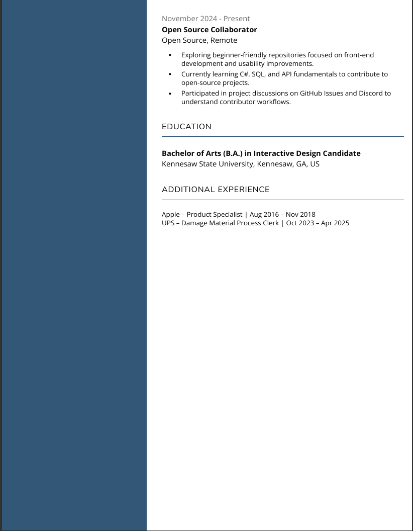 Resume Page 2